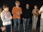 vor dem Dunkelraum mit Stock: Karin, Angela, Udo, Margit