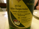 Etiketteiner Flasche Müller-Thurgau 2013er aus Michelbach.