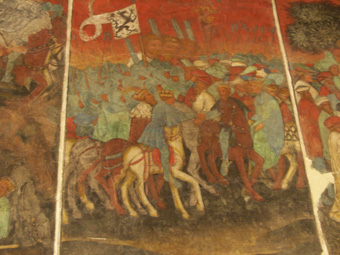Szene mit Rittern auf Pferden