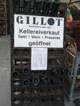 Schild: Gillot, Kellereiverkauf, Sekt, Wein, Präsente