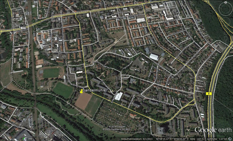 Stadtplan mit gekennzeichneter Sandelm&uuml;hle