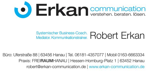 Logo "Erkan communications - verstehen. beraten. lsen."
